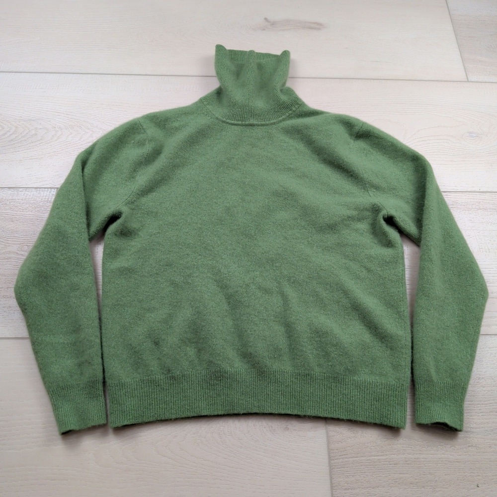 VTG Country Shop Womens Green 100% Cashmere Turtleneck Sweater Size M Sage Knit